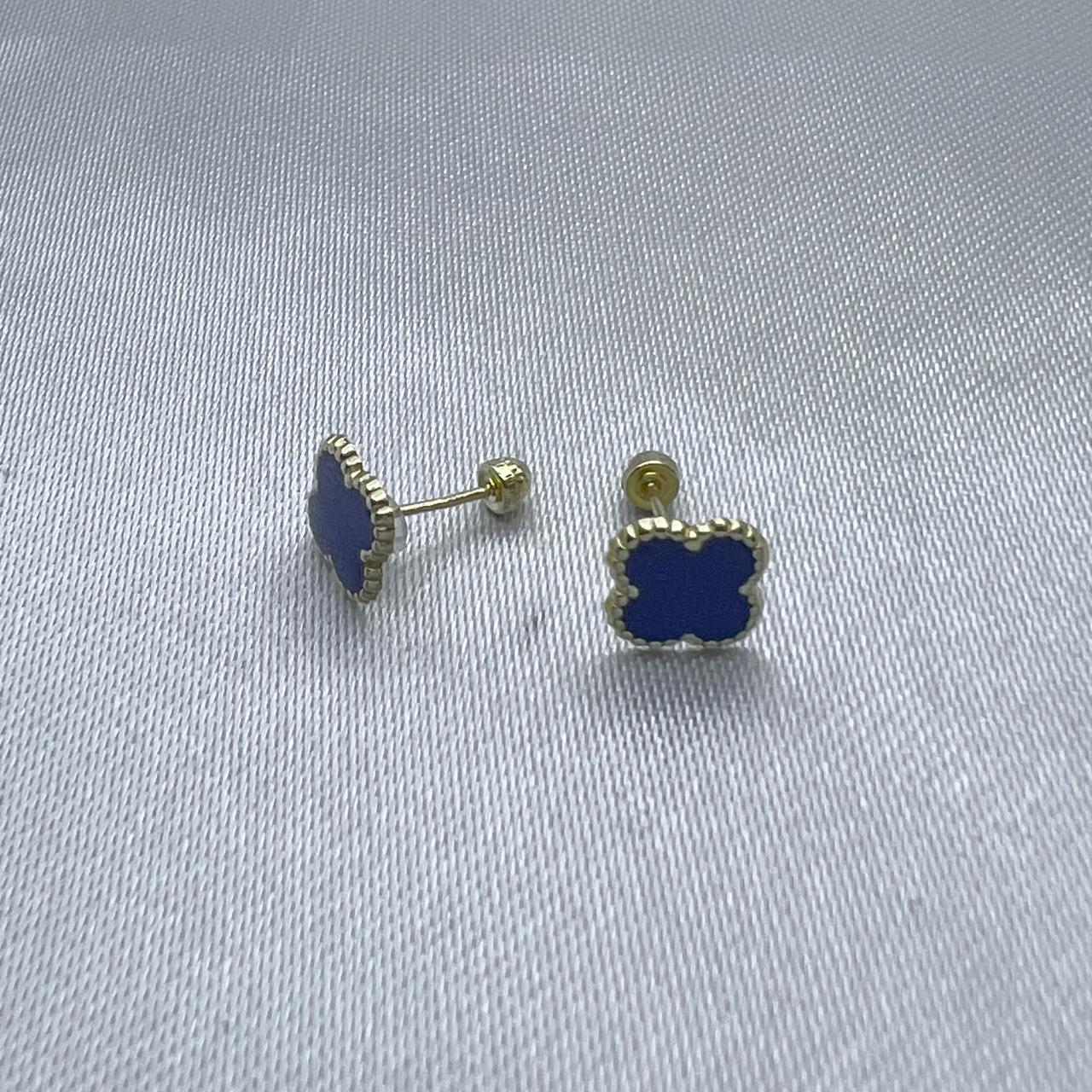 #B10219 - Broquel Trébol Tipo Van Cleef Esmaltado Oro 10K