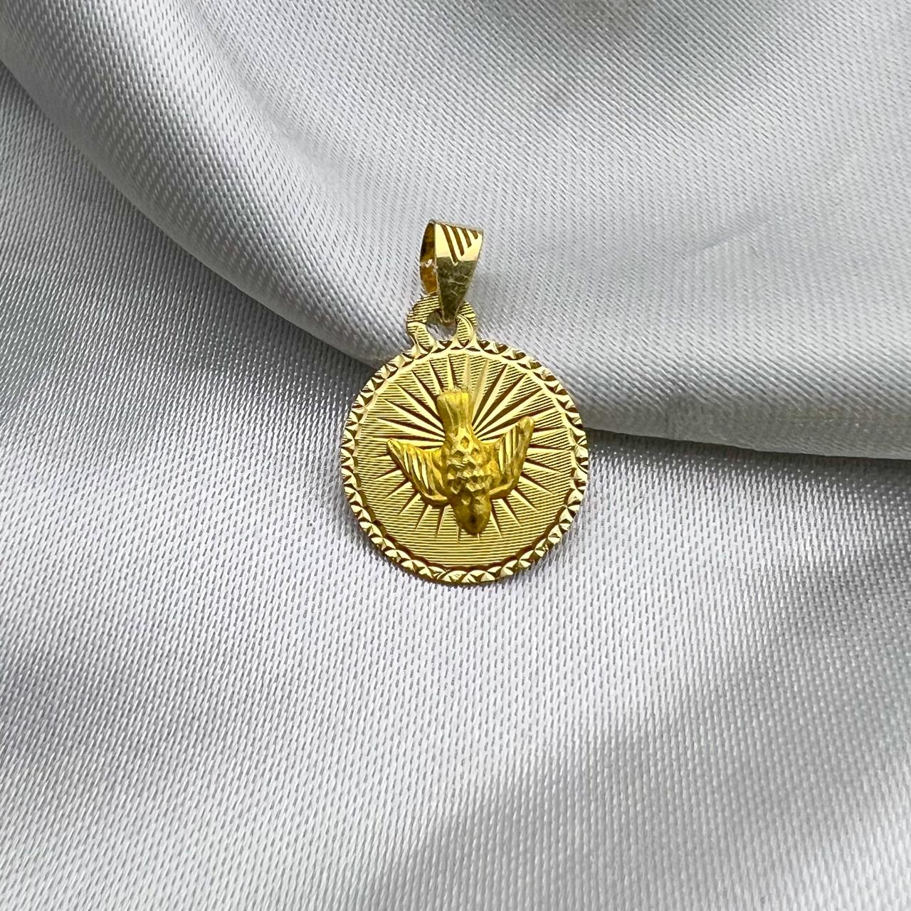 #D10191 - Dije Circular Espíritu Santo De Oro 10k - H04/1.0
