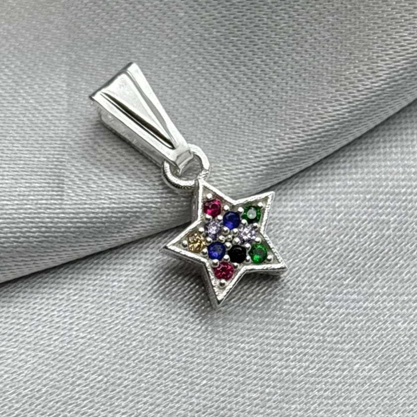 #D145 - Dije Estrella De Plata Con Piedra Zirconia - F1.2