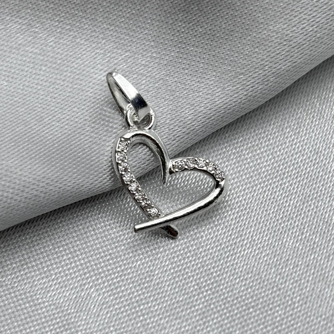 #D338 - Dije Corazón Piedra Zirconia Plata - F0.7