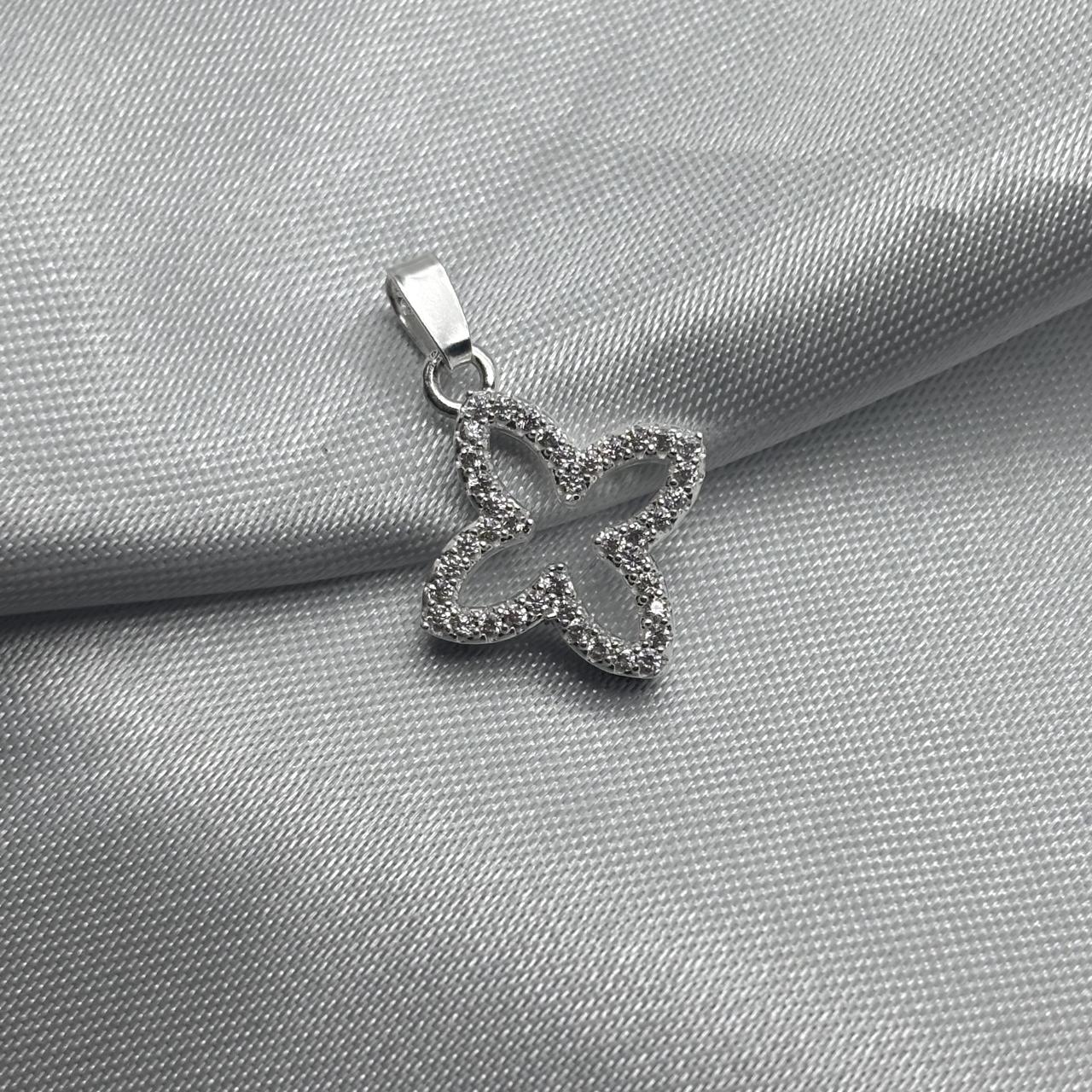 #D359 - Dije Trébol Tipo Van Cleef Con Piedra Zirconia Plata - F2.3