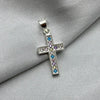 #D412 - Dije Cruz Con Piedra Zirconia Multicolor Plata - ZC2.1