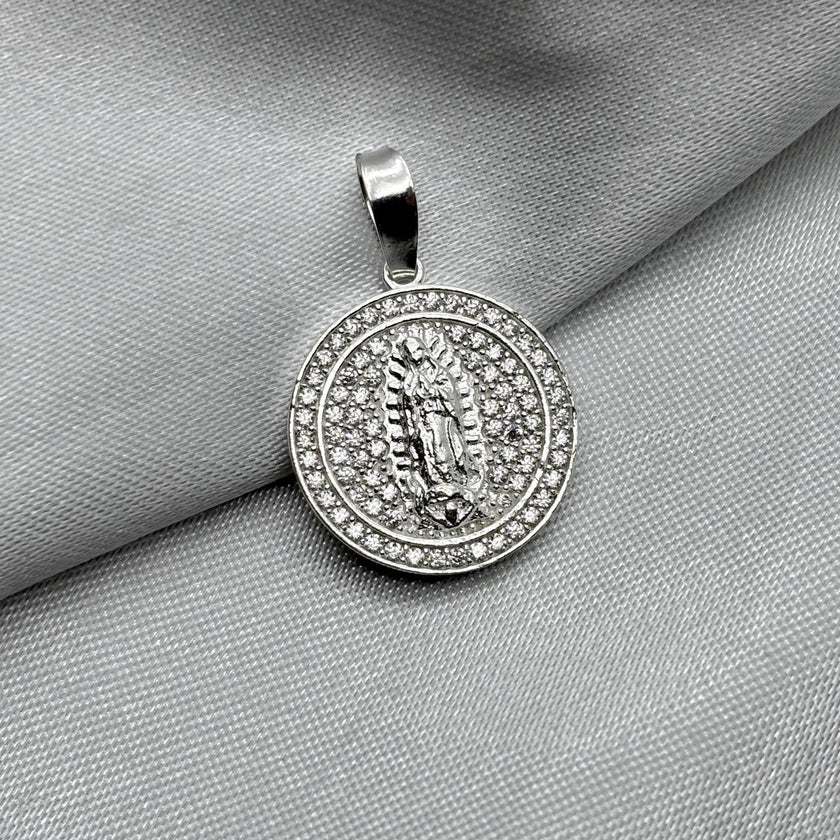 #D472 - Dije Virgen Guadalupe Piedra Zirconia Plata - F3.1