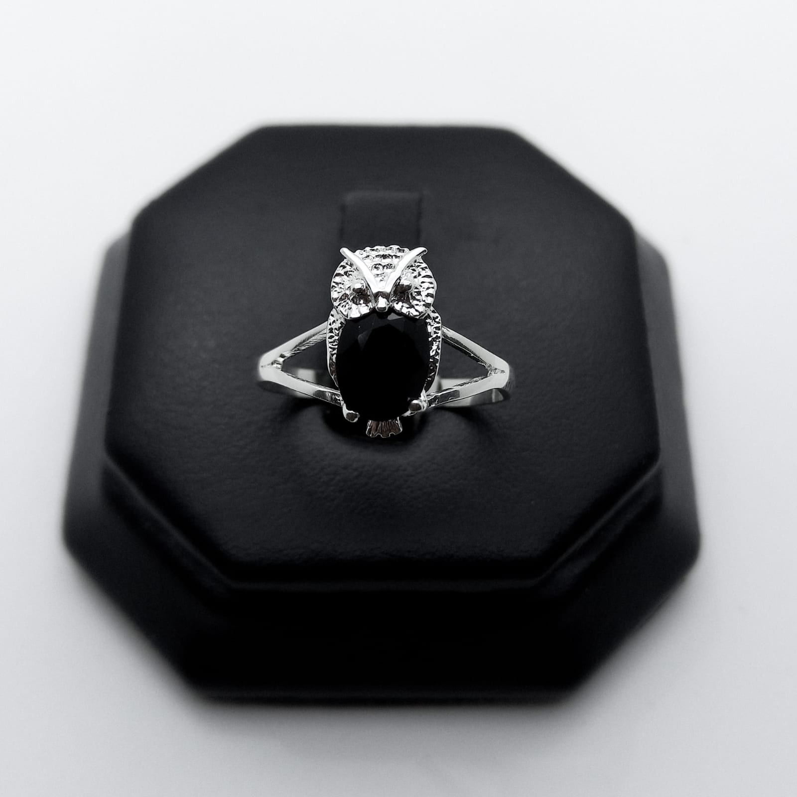 #AD336 - Anillo De Búho Con Piedra - ZC1.8