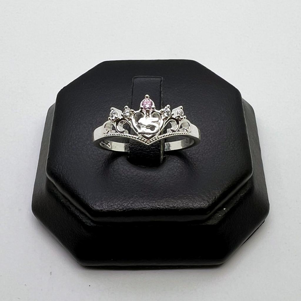 #AD294 - Anillo Corona De 15 Años/XV's Piedra Zirconia Plata - A13/2.3