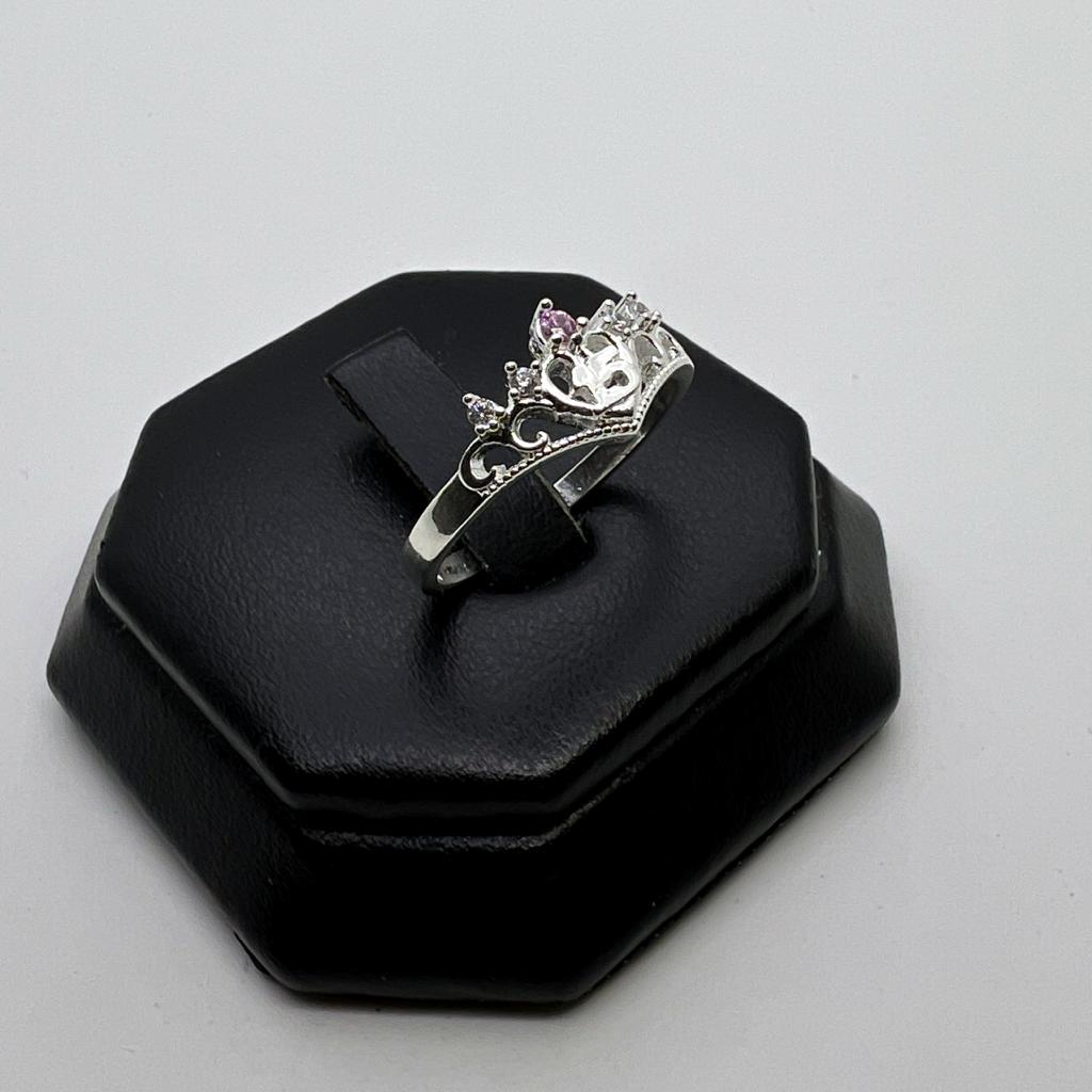 #AD294 - Anillo Corona De 15 Años/XV's Piedra Zirconia Plata - A13/2.3