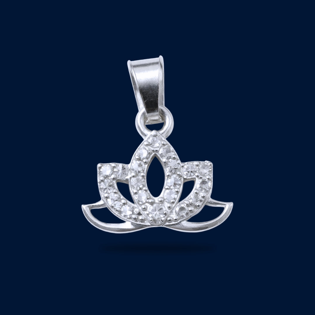 #D352 - Dije Flor De Loto Con Zirconia Plata - B09/1.2