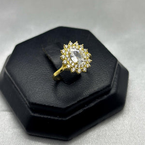 #AD10123 - Anillo Flor Piedra Zirconia Oro 10K - K01/2.4