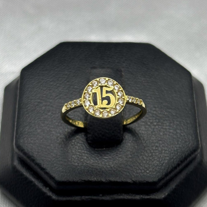 #AD10124 - Anillo 15/XV´s Años Con Piedra Zirconia Oro 10K - K01/1.6
