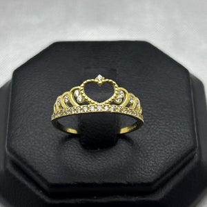 #AD10139 - Anillo Corona Corazón Piedra Zirconia Oro 10K - K01/1.5