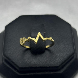 #AD10140 - Anillo Signos Vitales/Latido De Corazón Piedra Zirconia Oro 10K - K01/1.3