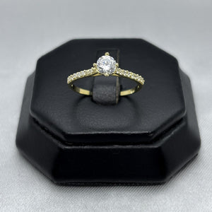 #AD10151 - Anillo Corazón Solitario Piedra Zirconia Oro 10K - I04/1.3