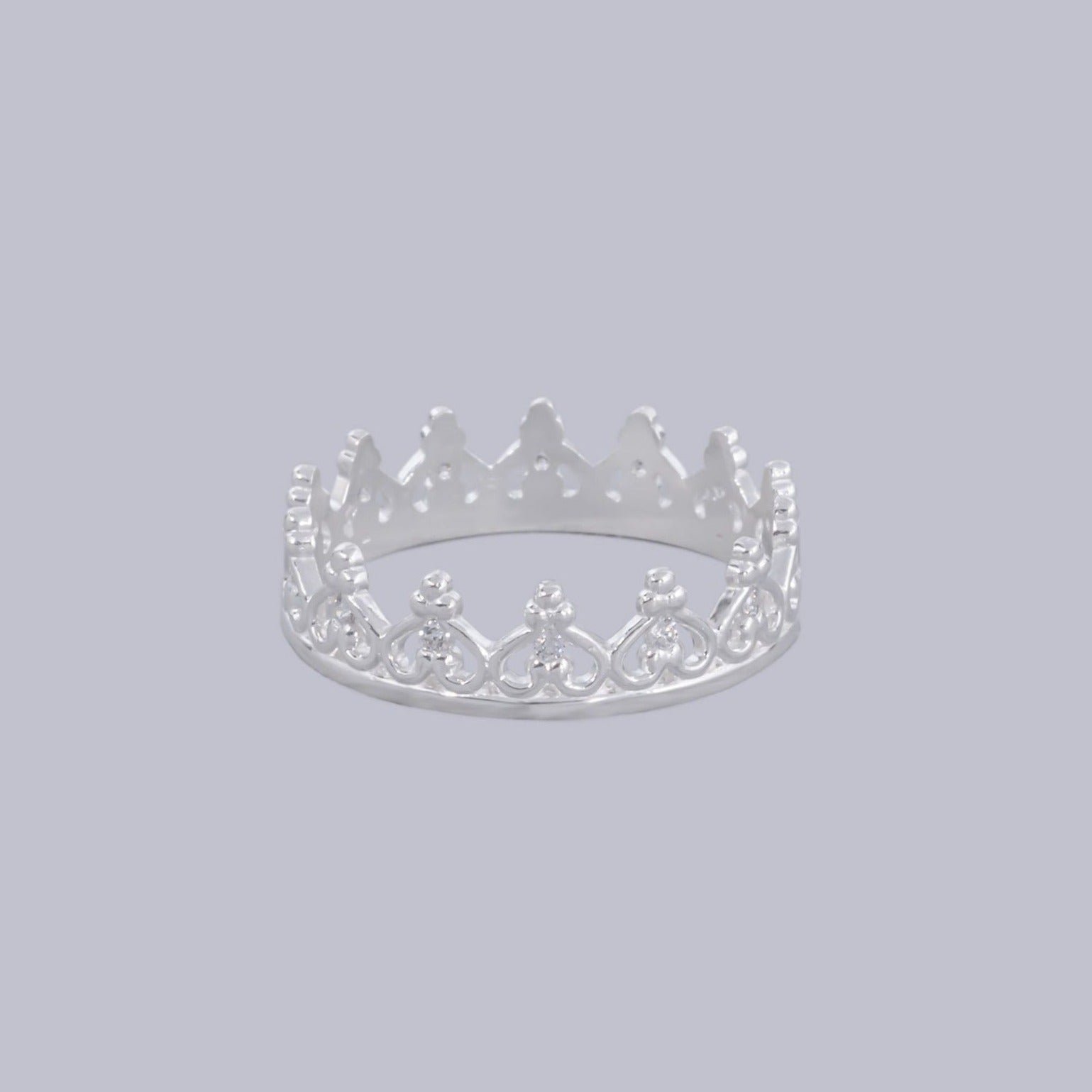 #AD120 - Anillo De Corona Con Corazones De Plata - F2.3
