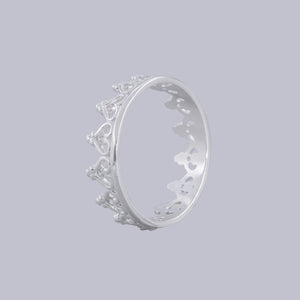 #AD120 - Anillo Corona Con Corazones Piedra Zirconia Plata - A13/2.2