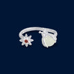 #AD208 - Anillo Luciérnaga Con Flor Piedra Zirconia Plata - PU2.6