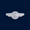 #AD224 - Anillo Solitario Triple Piedra Zirconia Circular Baño Rodio Plata - IP2.8
