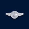 #AD224 - Anillo Solitario Triple Piedra Zirconia Circular Baño Rodio Plata - IP2.8