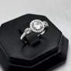 #AD224 - Anillo Solitario Triple Piedra Zirconia Circular Baño Rodio Plata - IP2.8