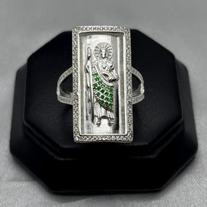 #AD263 - Anillo San Judas Tadeo Piedra Zirconia Plata - F7.5