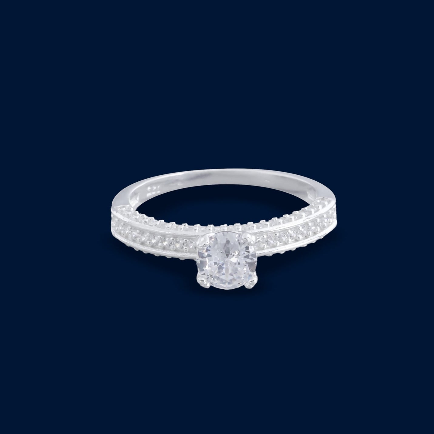 #AD316 - Anillo De Dama Solitario Con Zirconia Plata - F2.6