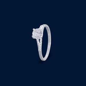#AD349 - Anillo Solitario Con Piedra Central Con Zirconia Plata - F2.0