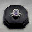 #AD358 - Anillo Solitario Piedra Zirconia Cuadrada Central Plata - B10/2.0