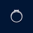 #AD378 - Anillo Solitario Piedra Zirconia Cuadrada Baño Rodio Plata - IP2.6