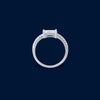 #AD378 - Anillo Solitario Piedra Zirconia Cuadrada Baño Rodio Plata - IP2.6