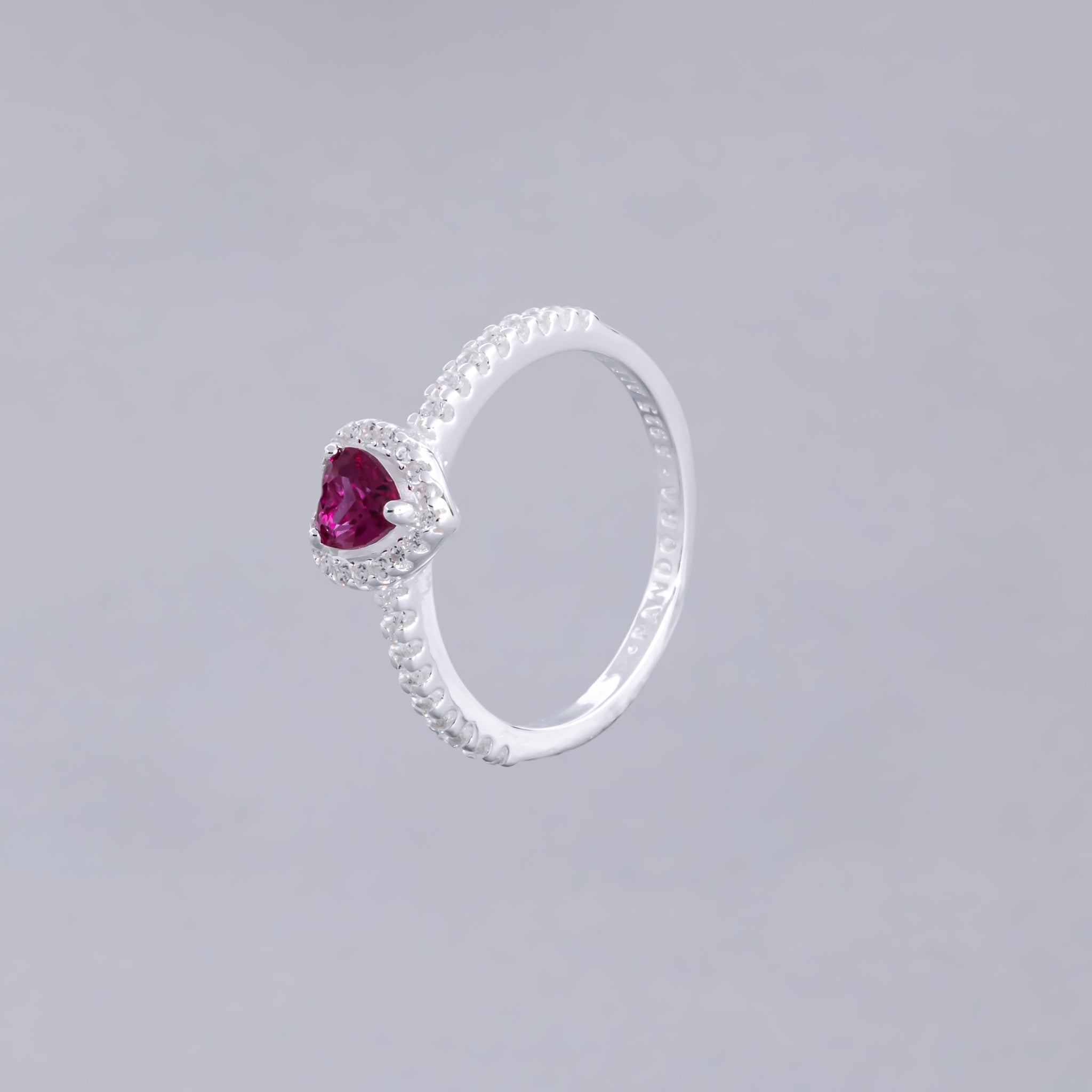 #AD418 - Anillo Solitario Corazón Piedra Zirconia Plata - B12/2.6