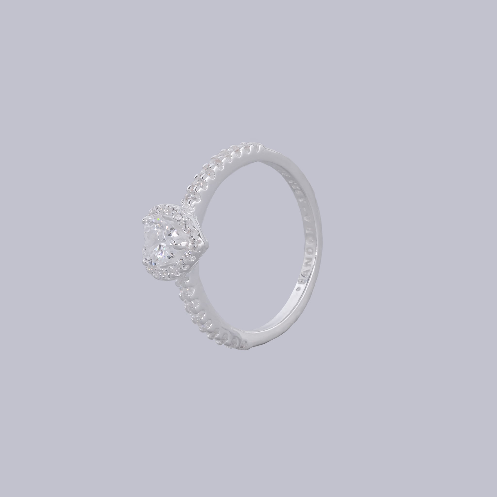 #AD418 - Anillo Solitario Corazón Piedra Zirconia Plata - B12/2.6
