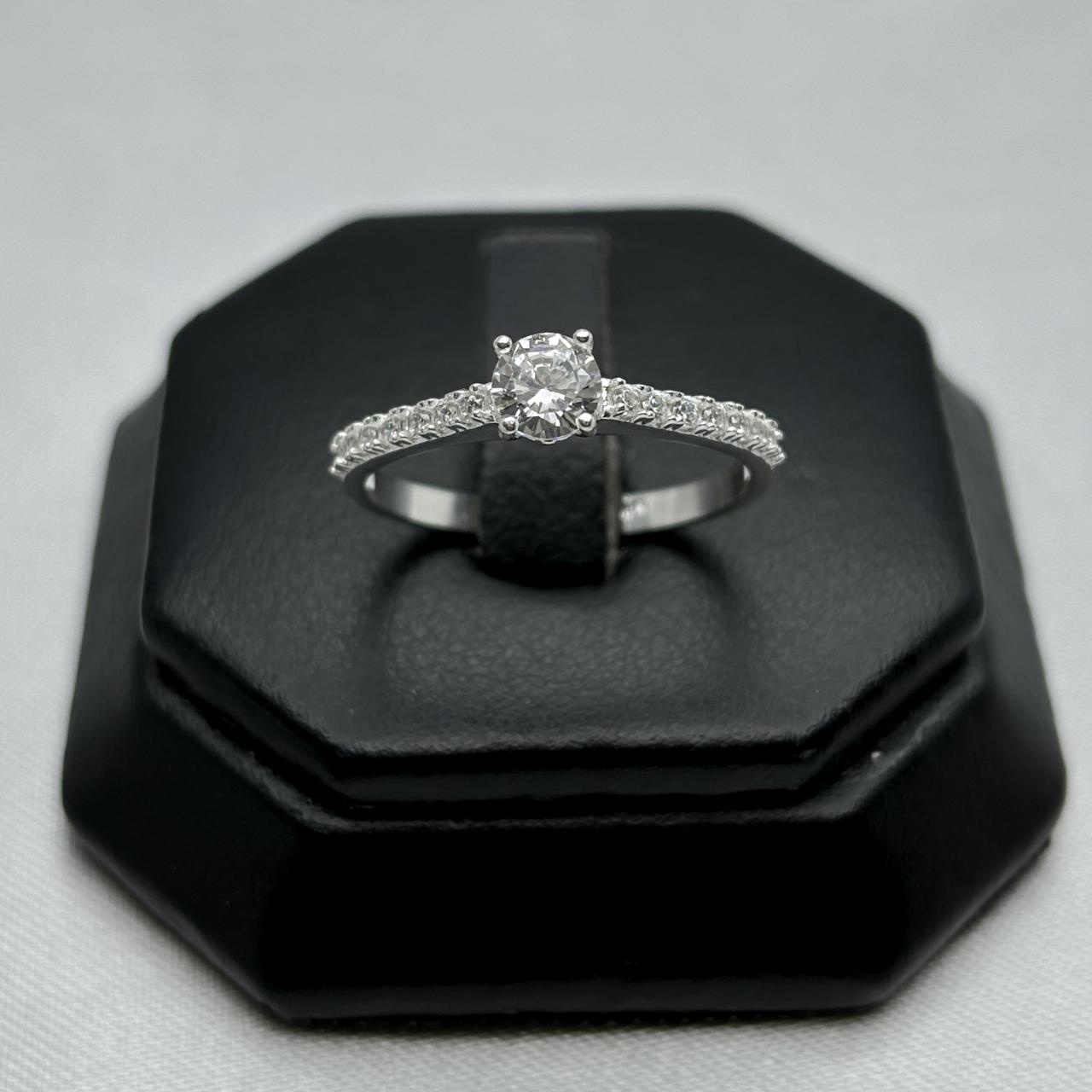 #AD425 - Anillo Solitario Piedra Zirconia Plata - F2.0
