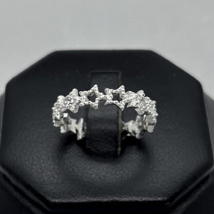 #AD444 - Anillo Churumbela Estrellas Piedra Zirconia Plata - B16/1.9