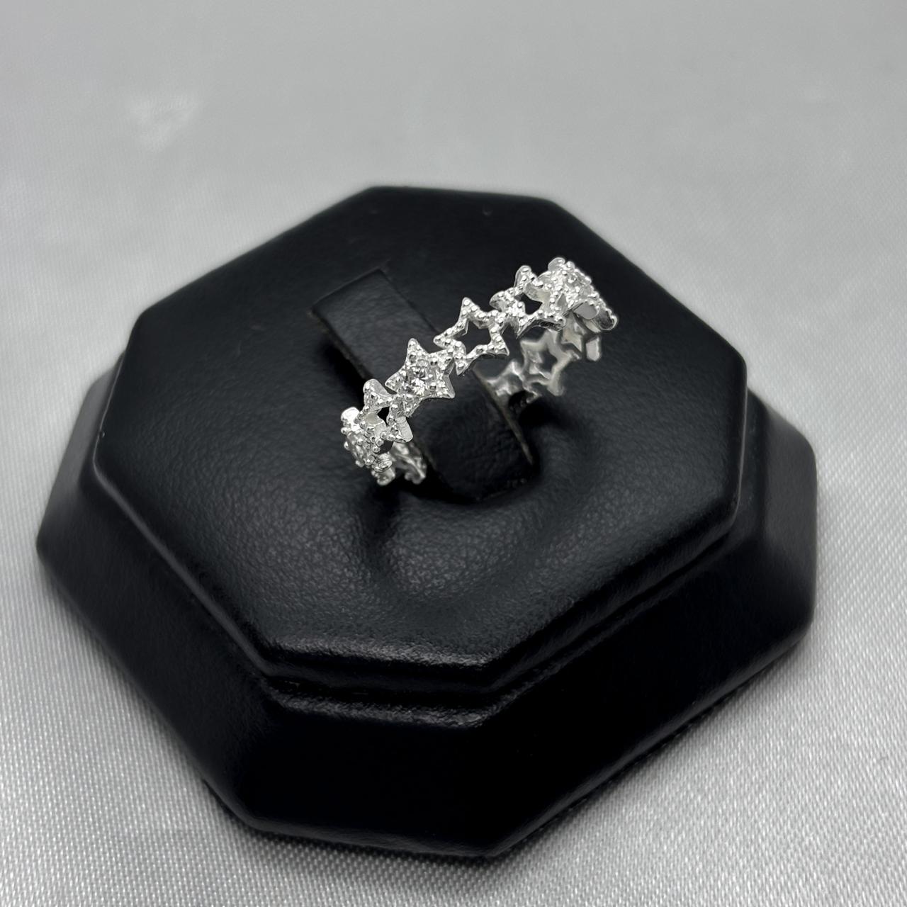 #AD444 - Anillo Churumbela Estrellas Piedra Zirconia Plata - B16/1.9