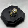 #AOL149 - Anillo Ajustable Flor Con Zironia Oro Laminado 18K