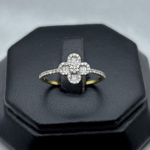 #ADX10101 - Anillo Trébol Tipo Van Cleef Con Diamante Natural Oro 10K - MX275