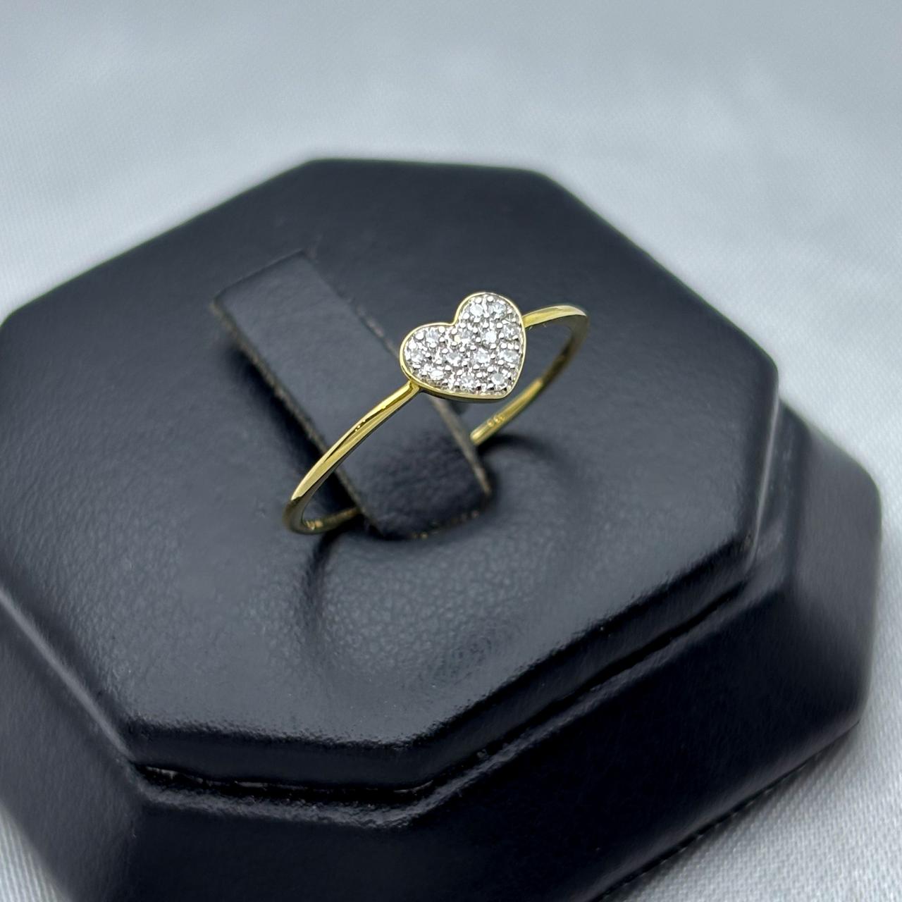 #ADX10106 - Anillo Corazón Con Diamante Natural Oro 10K - LX255