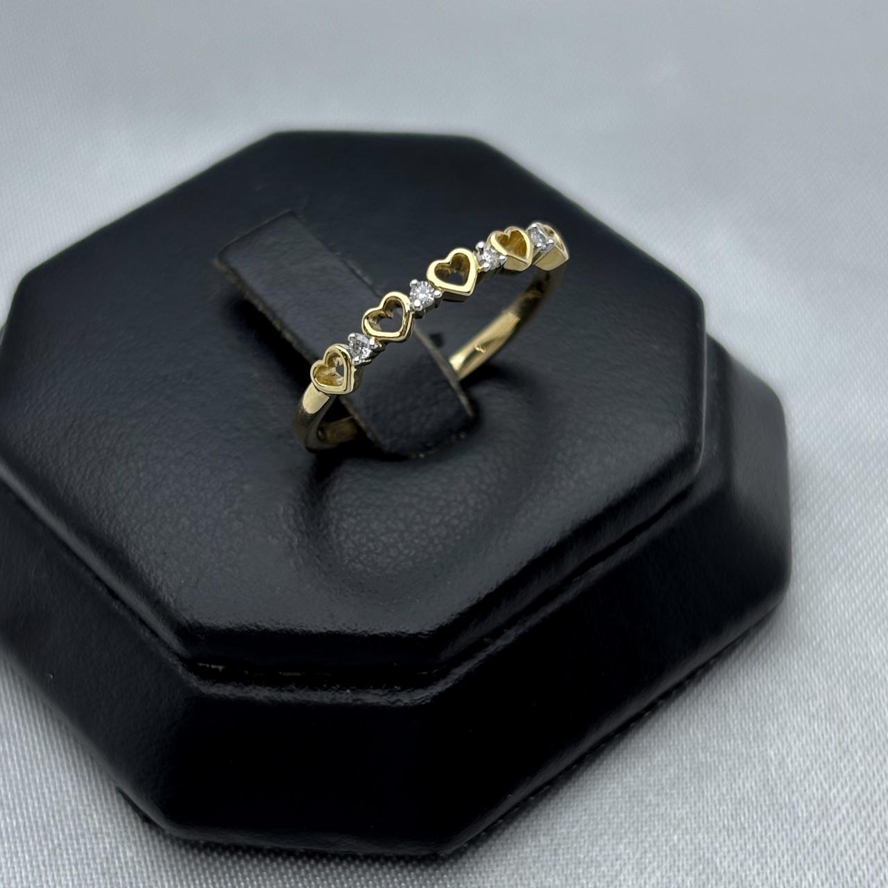 #ADX10108 - Anillo Media Churumbela Corazones Con Diamante Natural Oro 10K - LX255