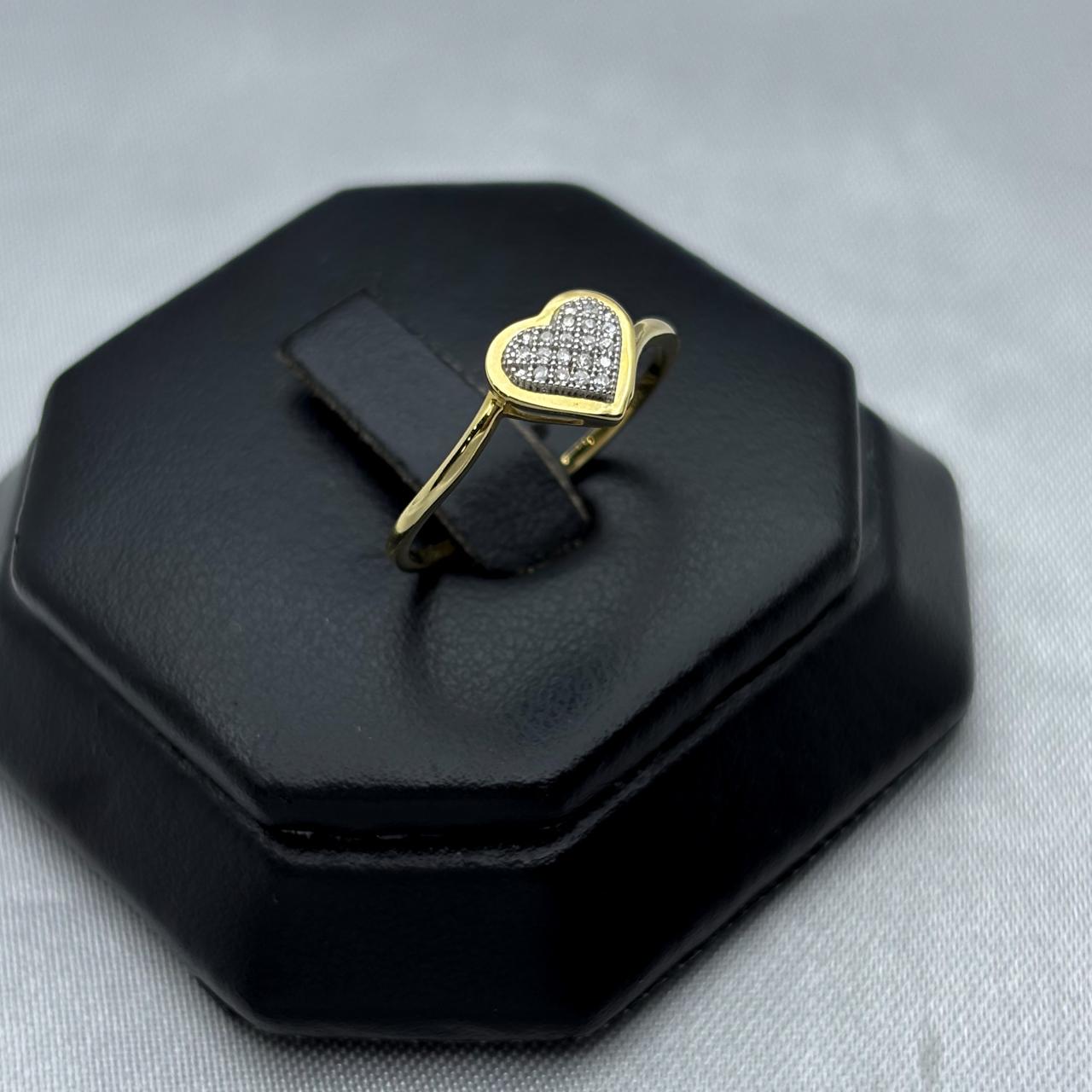 #ADX10112 - Anillo Corazón Con Diamante Natural Oro 10K - LX235