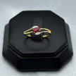 #ADX14104 - Anillo Con Diamante Natural Y Rubí Oval Oro 14K - TX315