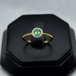#ADX14108 - Anillo Solitario Con Diamante Natural Y Esmeralda Oro 14K - TX295