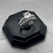 #AL110 - Alianza Doble Piedra Zirconia Cuadrada Y Media Churumbela Plata - PU4.8