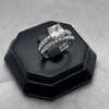 #AL110 - Alianza Doble Piedra Zirconia Cuadrada Y Media Churumbela Plata - PU4.8