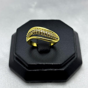 #AOL147 - Anillo Ajustable Con Zirconia Oro Laminado 18K