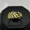 #AOL150 - Anillo Ajustable Hoja Con Piedra Zirconia Oro Laminado 18K