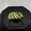 #AOL150 - Anillo Ajustable Hoja Con Piedra Zirconia Oro Laminado 18K