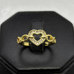 #AOL153 - Anillo Ajustable Corazón Con Infinito Piedra Zirconia Oro Laminado 18K