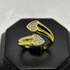 #AOL156 - Anillo Ajustable Doble Corazón Piedra Zirconia Oro Laminado 18K