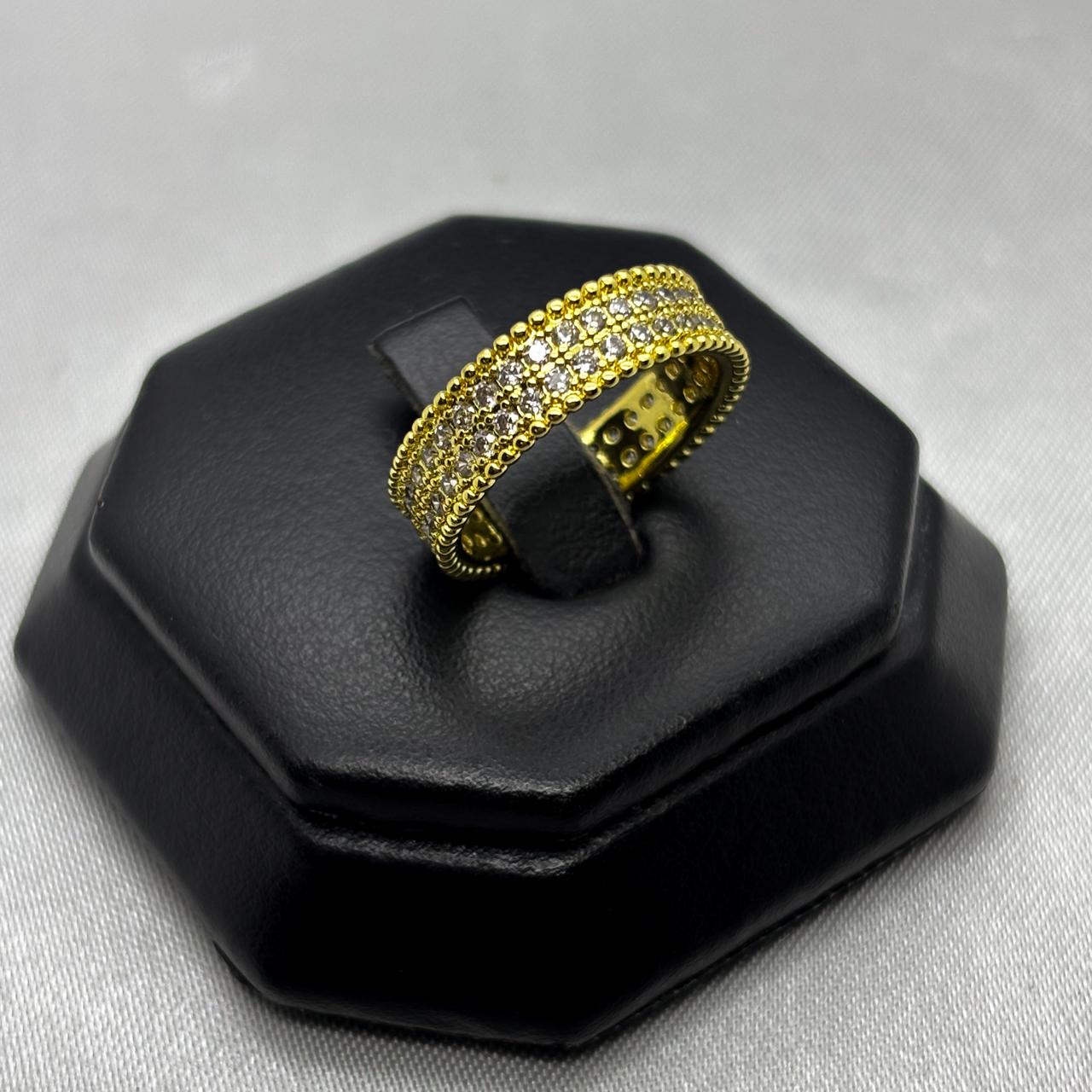 #AOL161 - Anillo Ajustable Piedra Zirconia Oro Laminado 18K