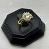 #AOL162 - Anillo Ajustable Flor Piedra Zirconnia Oro Laminado 18K