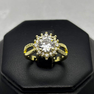 #AOL162 - Anillo Ajustable Flor Piedra Zirconnia Oro Laminado 18K